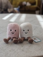 Jellycat Amuseables Pink and White Marshmallows Plush AUTHENTIC NWT