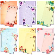 Anzon Mories A4 Vintage Floral Stationery Paper 48 Pc and Self-Sealing Envelo...