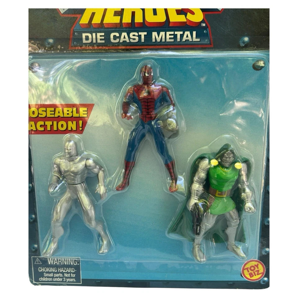 Figuras de héroes de heavy metal de Marvel Die Cast Spiderman Silver Surfer Doctor Doom Foto 4 de 4