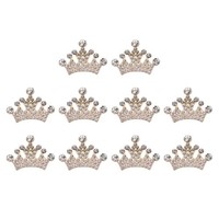10Stk Kronen-AnhäNger,3,2 X 2,5 Cm,Mini-Krone Mit Strasssteinen Aus Metall,Gold