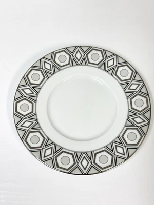 Haviland Hollywood Tea Cup Saucer Martyn Lawrence Bullard Geometric Silver - Image 1 of 3