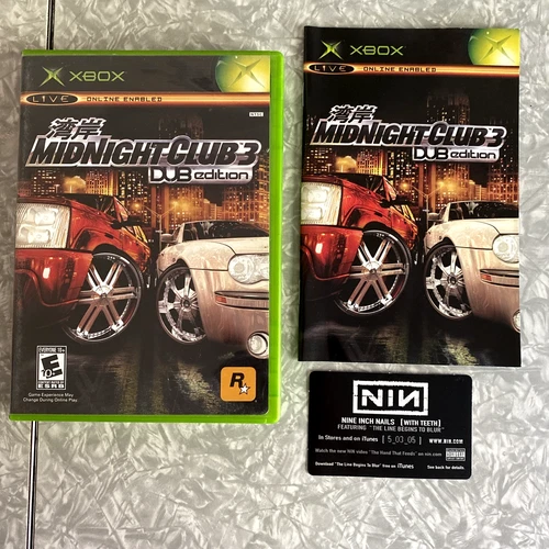 Midnight Club 3 DUB Edition Xbox 2005 CIB w/ Manual Nine Inch Nails Promo Card