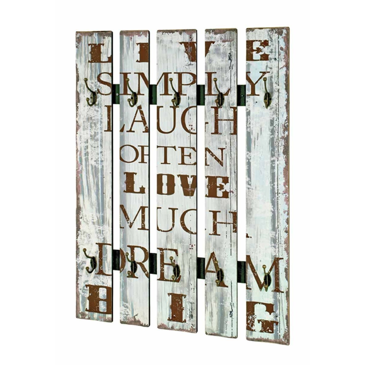 Patère murale vintage Love bleu 100cm grand portemanteau mural de salon