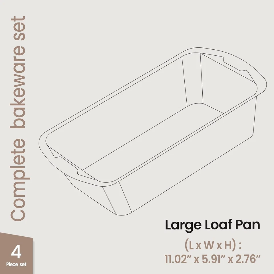Antihaft Laibform Set 4er Pack, Kohlenstoffstahl 11" Große Backen Brotform, Ofen S - Bild 2 von 4