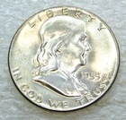 1955 Franklin Half Dollar BU Frosty White Luster in saflip #M333