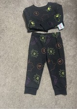 Cat Jack Boys' Long Sleeve Halloween Graphic T-Shirt and Fleece Jogger Pants