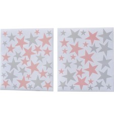 Stars Reusable Wall Decal - Pink Grey 66 Pcs Pink Stars Wall Decal Gra...
