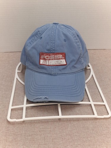 Fossil Hat Logo Cap Strapback Distressed Light Blue Pre-Owned