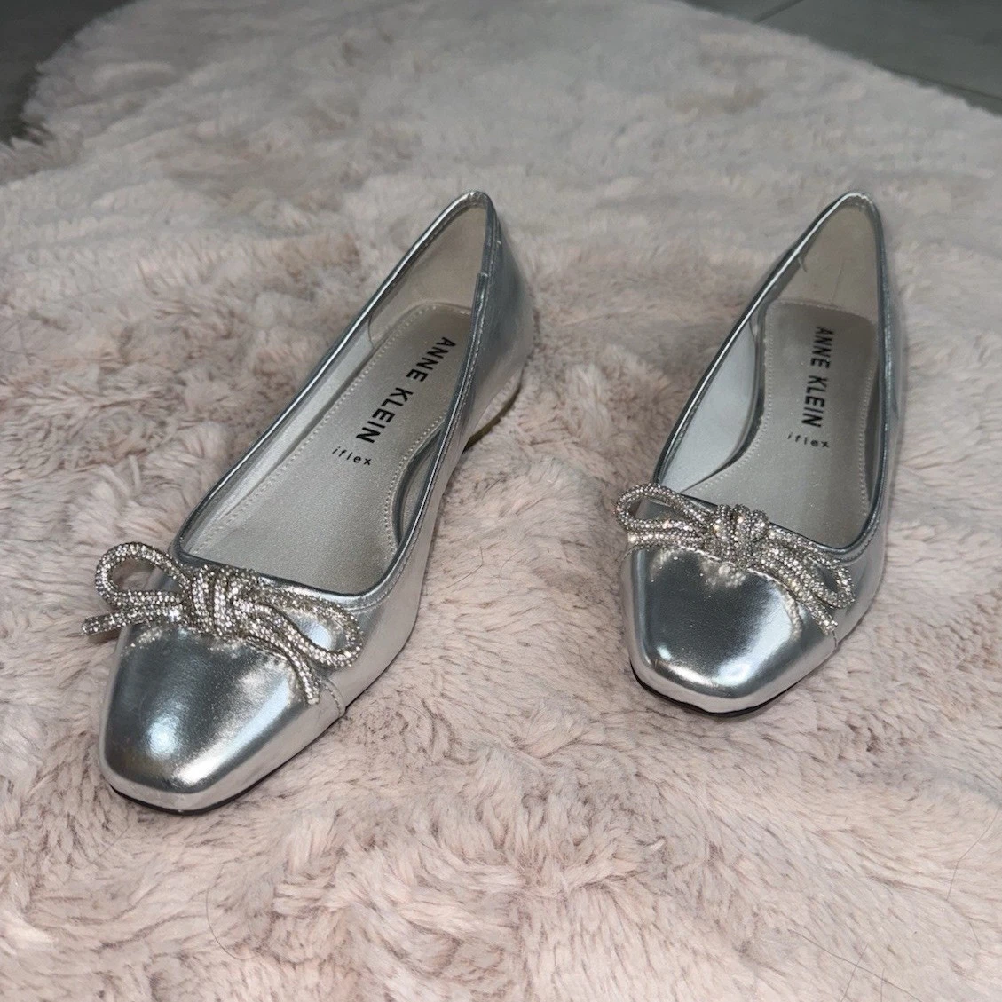 anne klein silver dress shoes Anne Klein Glitter Silver Heels Pumps Dress Shoes 6M
