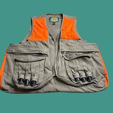 Cabela s Outdoor Hunting Vest Small Reg Beige Orange Game Pockets Duck Pouch