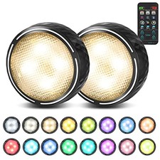 Battery Operated Puck Lights with Remote LED Under Cabinet 2 Pack Black