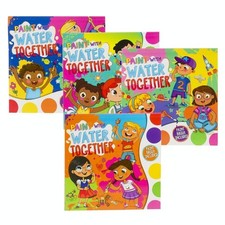 4 Paint with Water Watercolor Books Ages 3-6 with Paint Brush