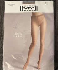 NEW WOLFORD Luxe 9 Toeless Tights Small Fairly Light Nude
