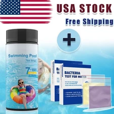 Pool & Spa Water Testing Kit 7-Way Test Strips + Water Bacteria Test USA Stock