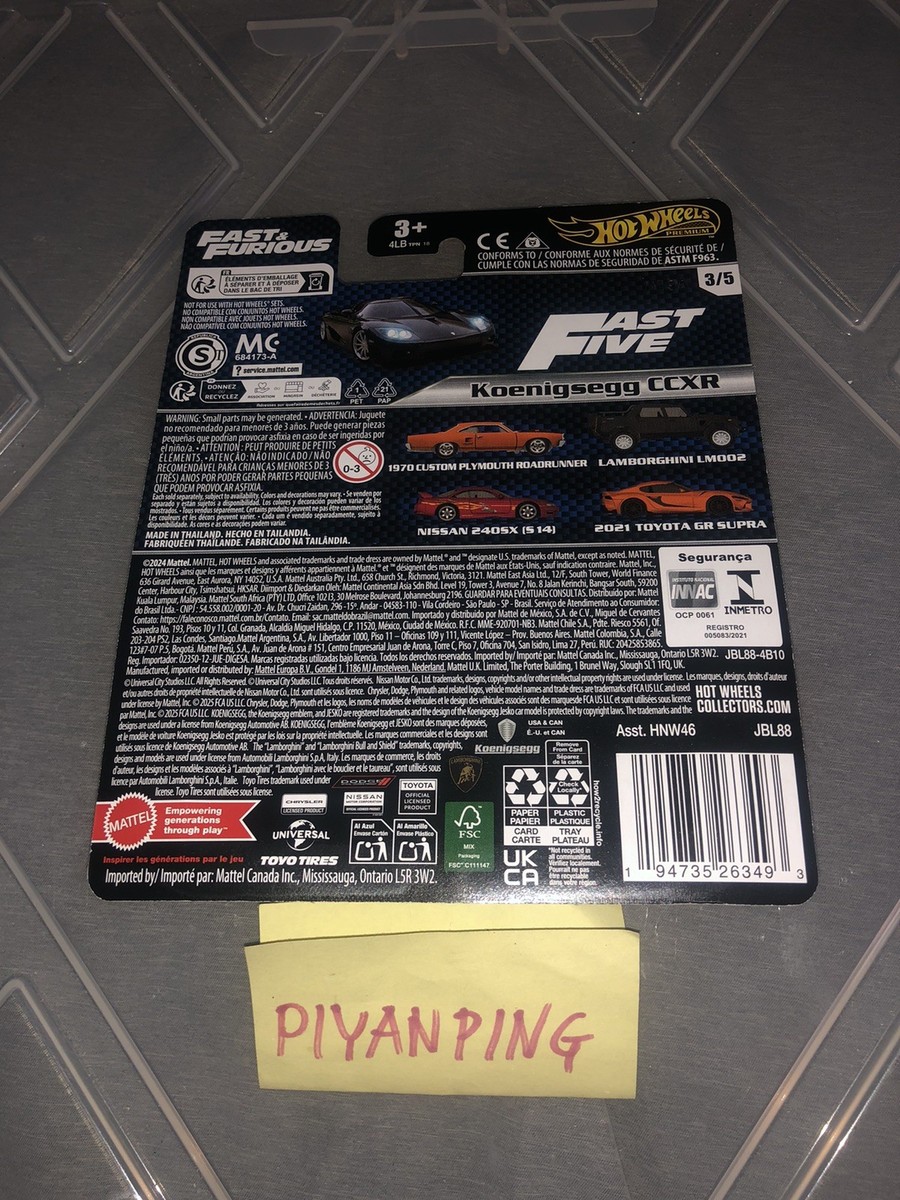 Hot Wheels Premium Koenigsegg CCXR Fast and Furious HNW46-956L 1