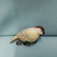 Russ Berrie Co Woodland Winter Chickadee Clip on Porcelain Ornament Taiwan 15291