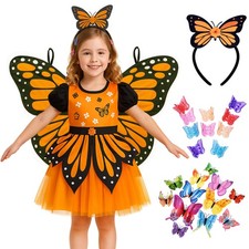 Monarch Butterfly Costume for Girls 5 7 Fairy Dress Up Outfit with Tulle Dr...