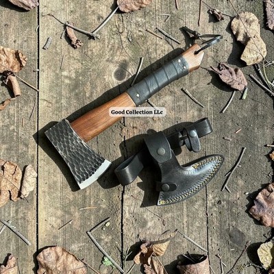 Handmade Viking Bearded Axe, Throwing Axe , RoseWood Handle with Leather Sheath,