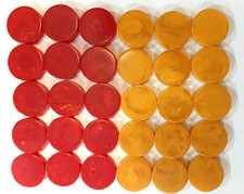 30 Catalin Butterscotch Red Swirl Bakelite Backgammon Game Chips 1" x 1/4"