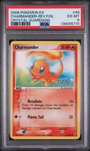 2006 POKEMON EX CRYSTAL GUARDIANS #48 CHARMANDER-REVERSE FOIL PSA 6
