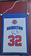 RIP HAMILTON - DETROIT PISTONS RETIREMENT MINI BANNER - SIGNED