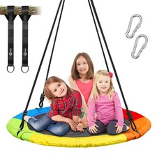 Christmas Gift Round Tree Swing Set Saucer 700lb Outdoor w/ 2pcs Hanging Straps
