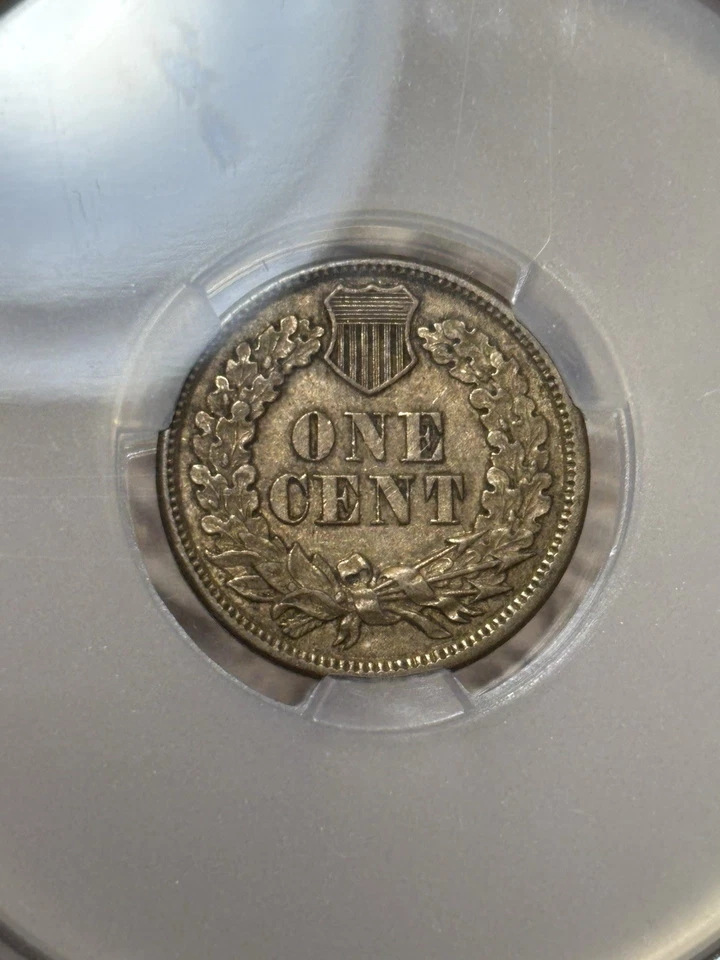 1861 CACG XF45 Indian Head Cent 1c, Key Date Copper Nickel, Perfect Circ, PQ CAC - Image 3 of 4