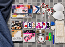 Sewing Supplies Lot Embroidery Kit Singer Scissors Buttons Notions Destash