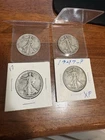 Lot Of 4 Walking Liberty Silver Coins 90% Silver, 1917, 1941, 1945, 1947 XF