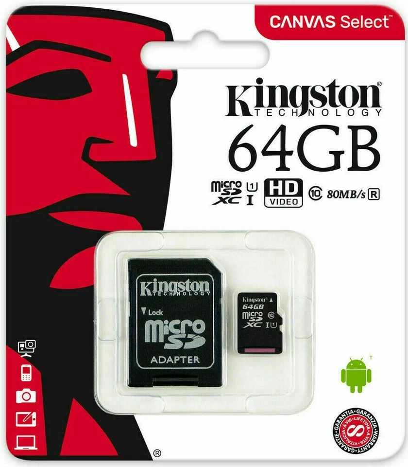 32GB 64GB 128GB Micro SD Card SDHC SDXC Memory Card TF Class 10 with Adapter - Image 2 of 4