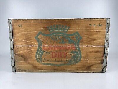 Vtg Canada Dry Ginger Ale 1956 Wooden Crate W/ Metal Trim Vtg Canada Dry Ginger Ale 1956 Wooden Crate W/ Metal Trim