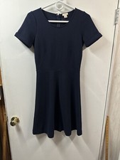 J. Crew Dress Women 0 Blue Zipper Ribbed Short Sleeve Romantic