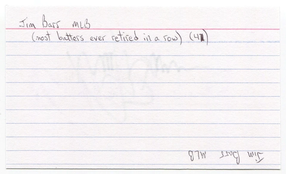 Jim Barr Signed 3x5 Index Card Autographed Signature San Francisco Giants MLB - Image 2 of 2