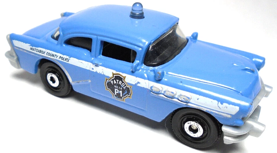 2012 MATCHBOX '56 BUICK CENTURY P1 PATROL BLUE 1:72 DIECAST 2 3/4" POLICE CAR - Image 2 of 4