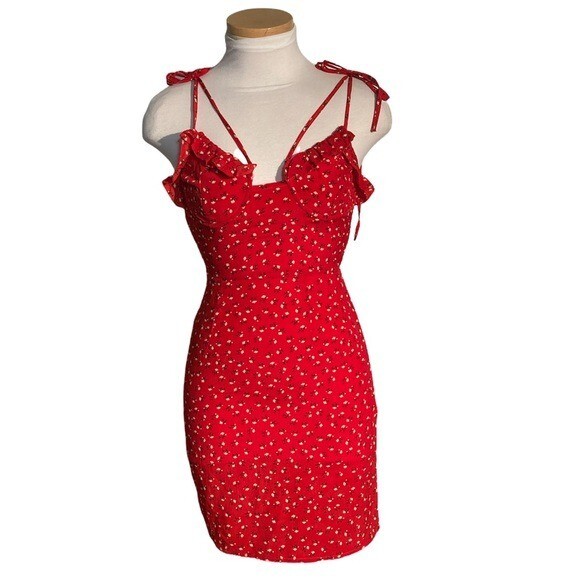 love birds mini dress red Princess Polly Love Birds Red Floral Mini Dress Size 0