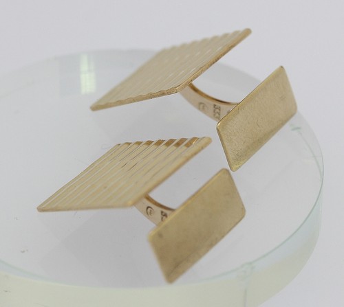 ♦♦ Manschettenknöpfe in 8 kt 8k 333 er Gelb Gold mit Streifen Manschetten Knöpfe - Bild 5 von 9