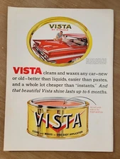 Vintage 1960 Vista Car Wax by Simoniz Print Ad C