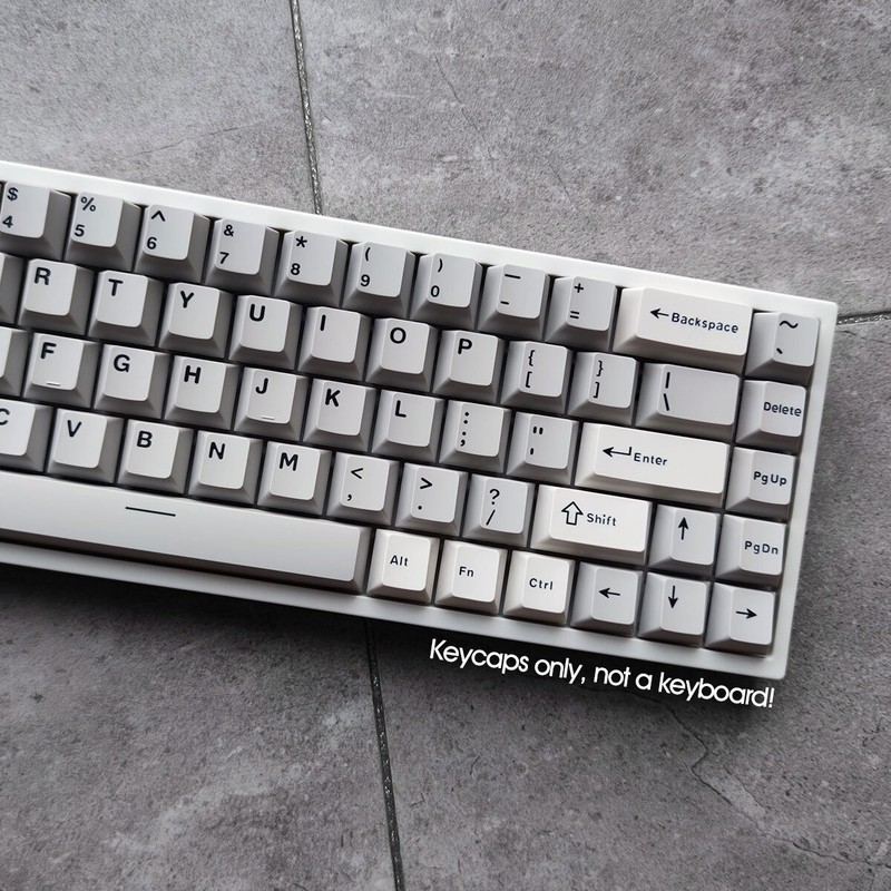 Gray White Retro Keycap Set Doubleshot Cherry Profile for Mechanical Keyboards