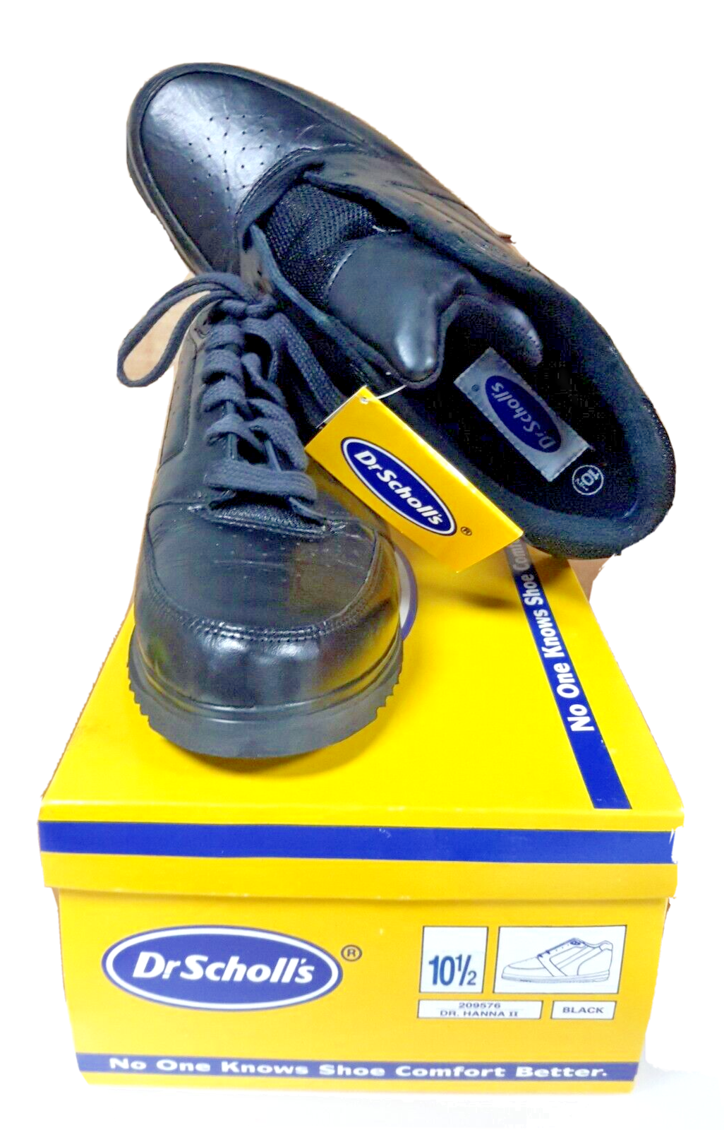 SAOLA Scarpe Oxford Dr Scholl's in pelle stile nero 209576 Dr. Hanna II taglia 10 5B nuove