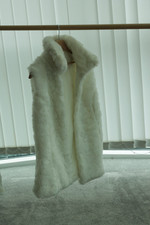 Jennyfer White Faux Fur Waistcoat Size L