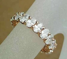 GIA Certified In 14k Gold 5Ct Oval Cut Lab Grown Diamond/CVD Full Eternity Band