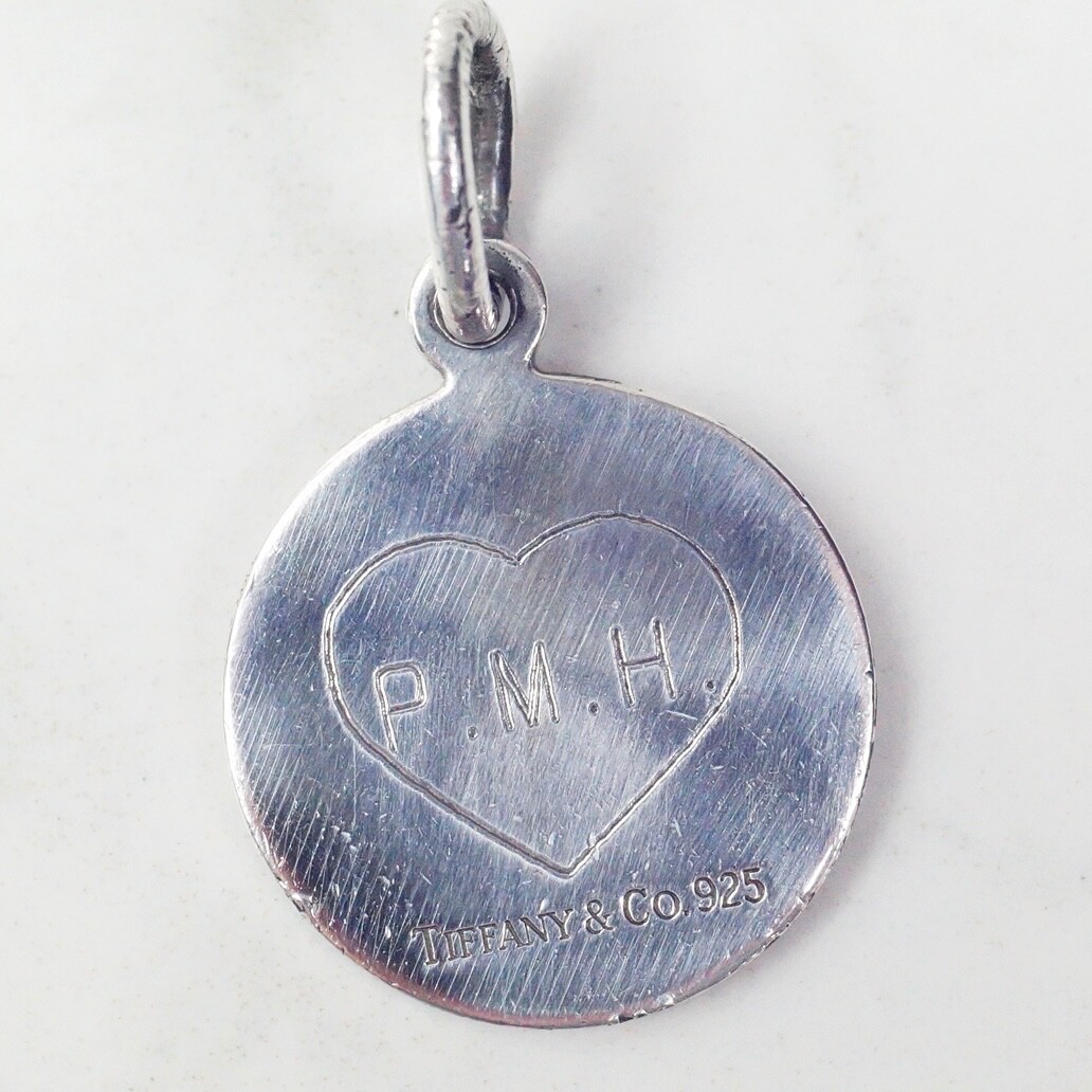 Sterling Silver Tiffany Pendant Engraved P.M.H. and C.K.O. In