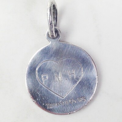 Sterling Silver Tiffany Pendant Engraved P.M.H. and C.K.O. In