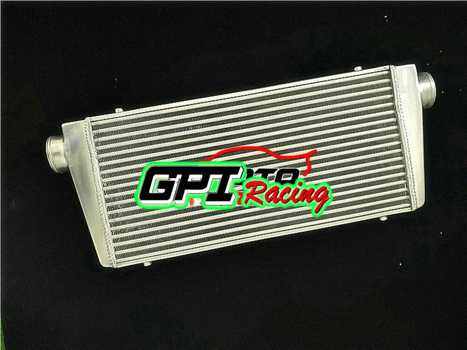 Intercooler de aluminio universal 31"x12"x3" + tubería de aluminio de 3" + kit de manguera NEGRA Foto 4 de 4