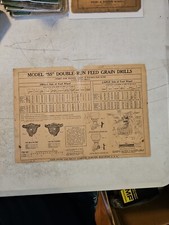 VTG John Deere Model SS DOUBLE RUN FEED GRAIN DRILLS CHART FOR SEEDING GRAIN