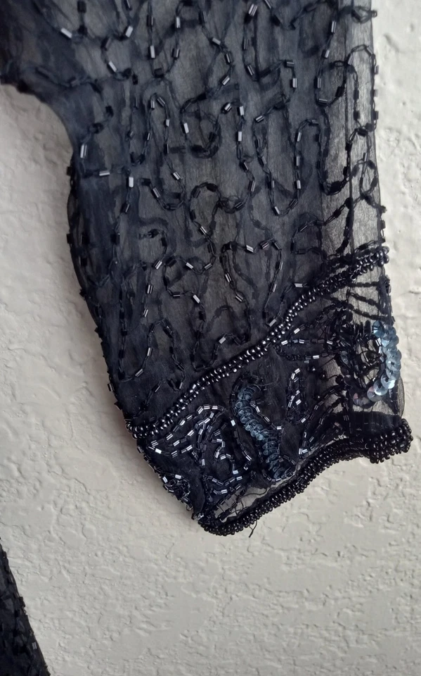 Blazer chaqueta negra con cuentas largas Stenay Foto 3 de 4