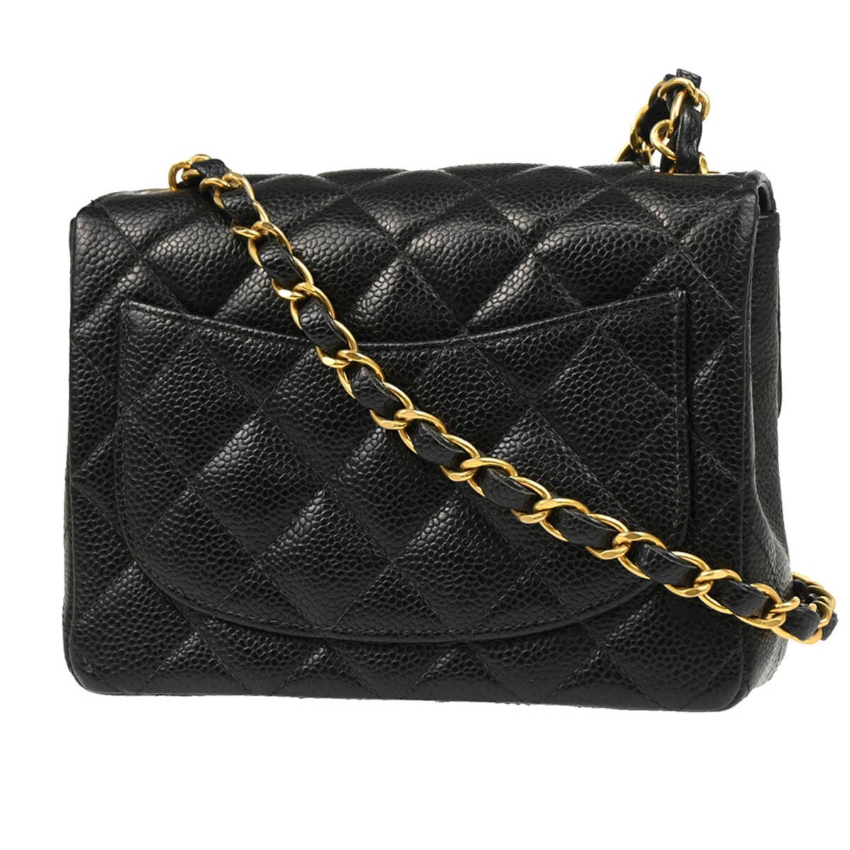 【CHANEL】Chanel mini flap 17 cm ★シャネル【ランク:A】 Chanel Black Calfskin Mini Classic Square Flap Bag 17 185306