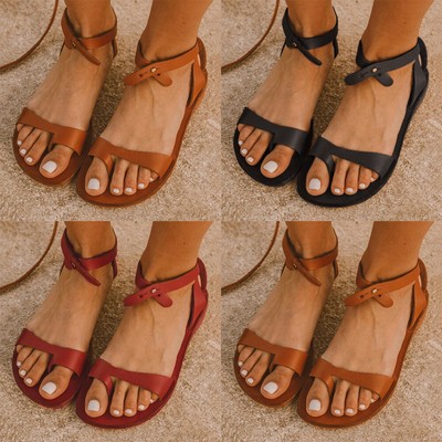 Toe Ring Ankle Strap Leather Sandals from Calpas on Etsy
