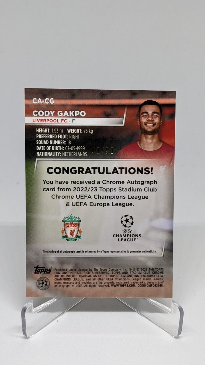 22-23 Topps Stadium CODY GAKPO 直筆サインカード 22-23 Topps Stadium CODY GAKPO autographed card #fcfcd6 | eBay