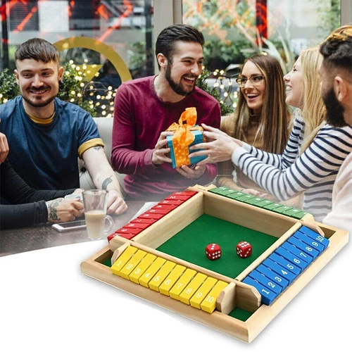 4-Spieler Shut The Box Würfelspiel Klappenspiel Brettspiel für Kinder Erwachsene - Bild 6 von 11